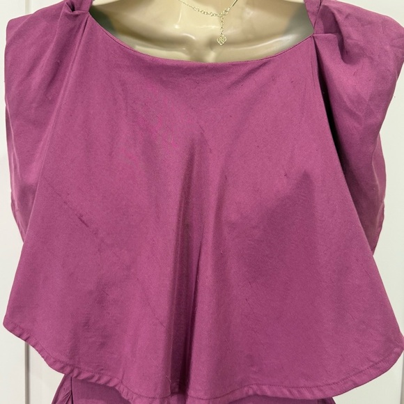 Vivienne Westwood Virginia Mini Dress Size 8 Magenta Raw Silk Cape Sleeve Chic - Picture 6 of 13